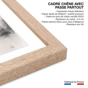 Affiche Eclats et courbe Affiche + cadre en bois - Chêne