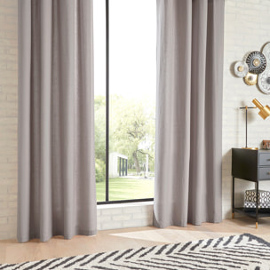Rideau "Anjali" en coton & métal 135x240cm gris clair