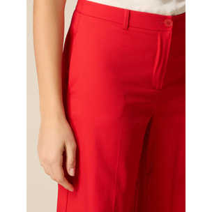 Oltre - Pantalones cropped de mezcla de algodón - Rojo