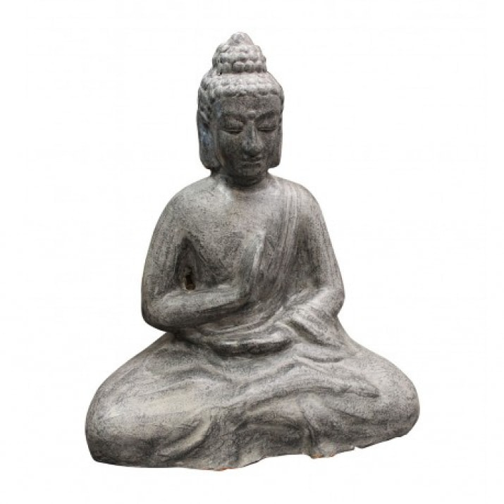 Buddha assis gris en terre cuite posture de méditation H52cm - BOUDI