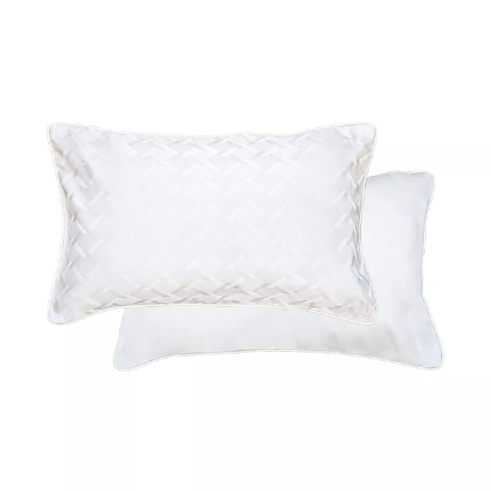 Taie d'oreiller satin de coton motif jacquard blanc Adagio blanc