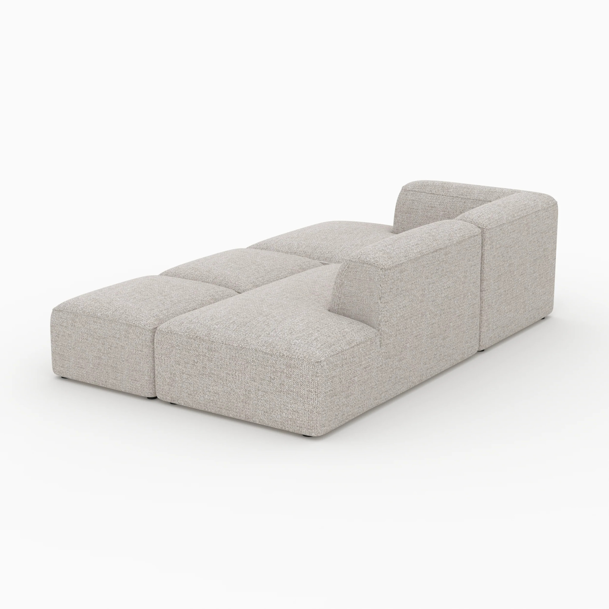 Canapé d'angle gauche modulable, tissu beige 4 places, 2 poufs - Hestia