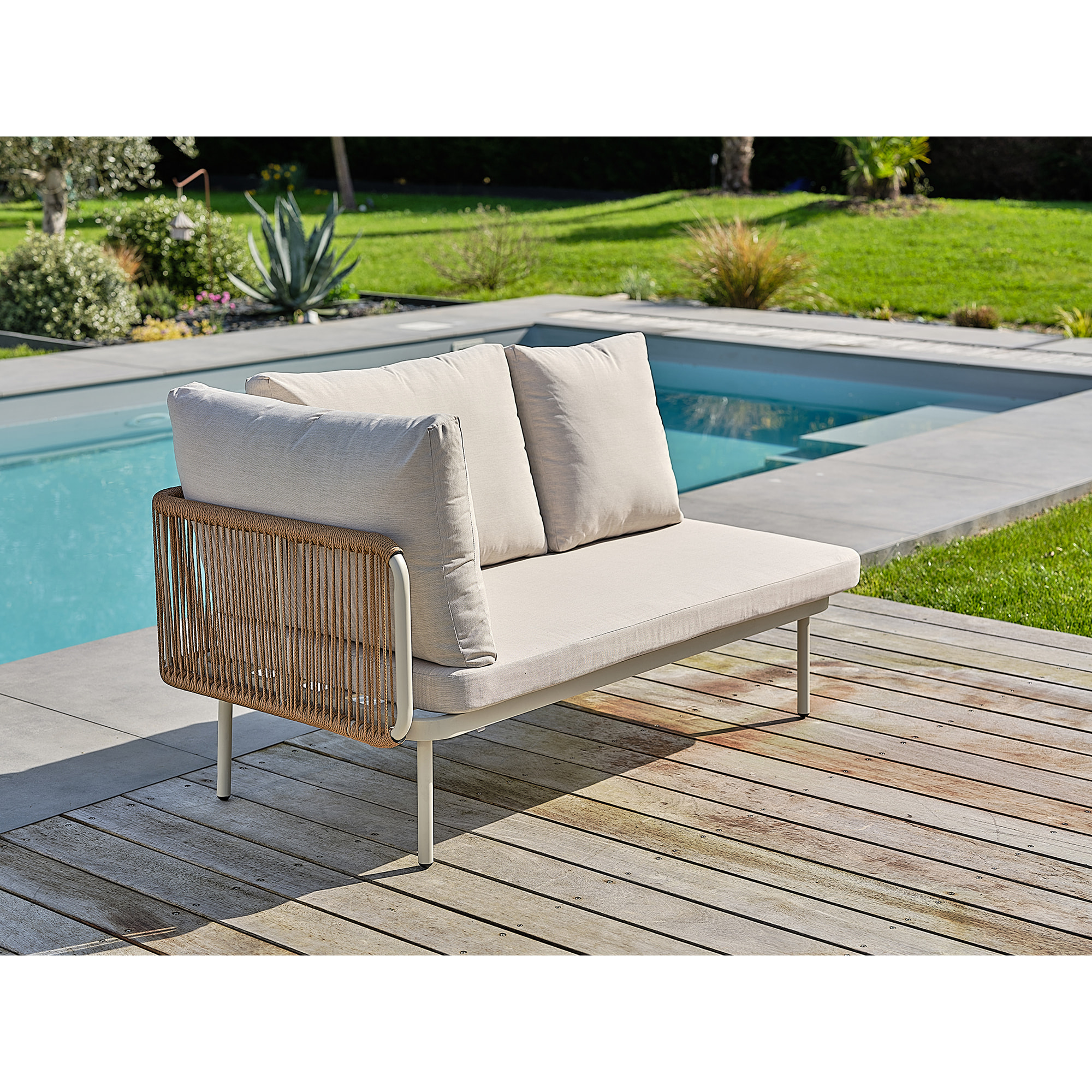 RENZO - Salon bas de jardin 4 places - Grège