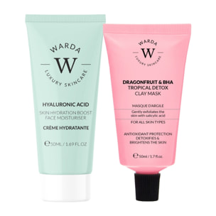 Mascarilla hidratante con ácido hialurónico + mascarilla detox con BHA