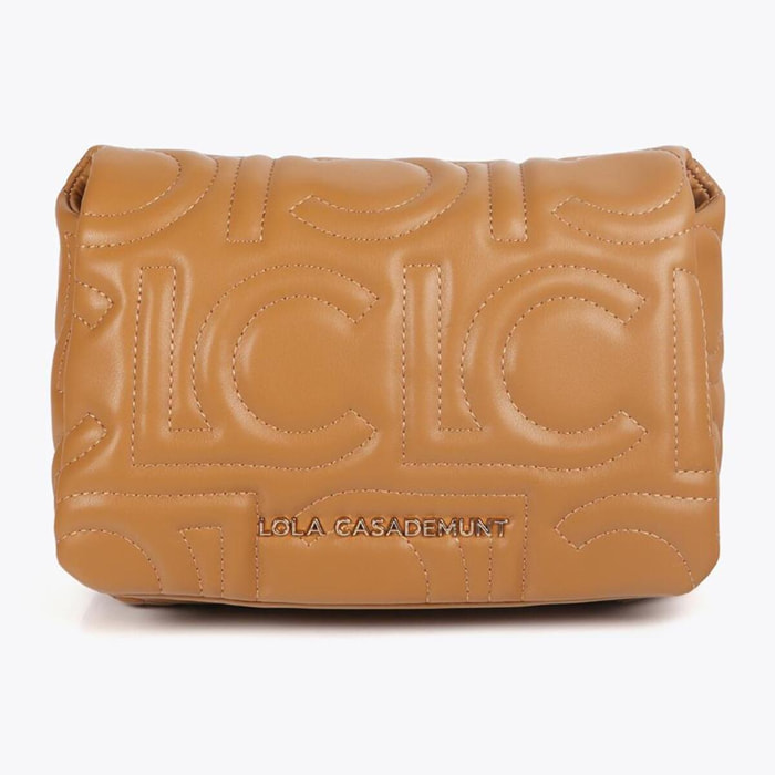 Tracolla Trapuntata con Logo in Pelle Sintetica con Tracolla Mista a Catena