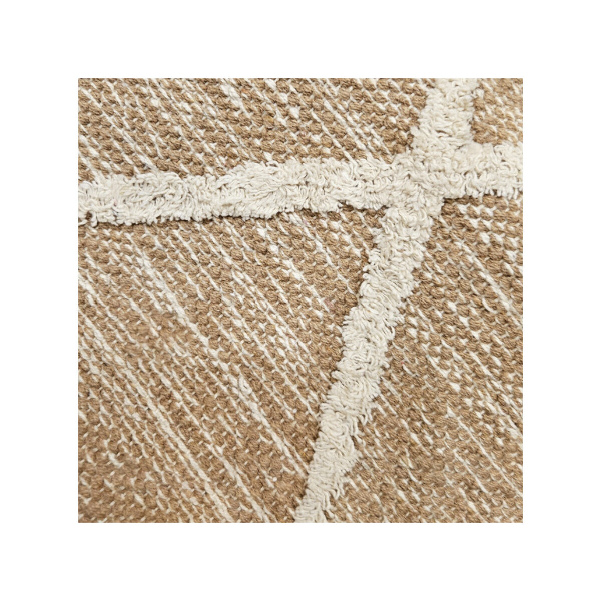 Tapis berbère beige en coton motif avec frange 120x180cm - MARA