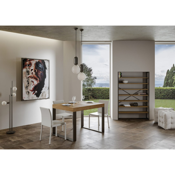 Tavolo allungabile 140x90/244 cm Tecno Premium Quercia Natura telaio Antracite