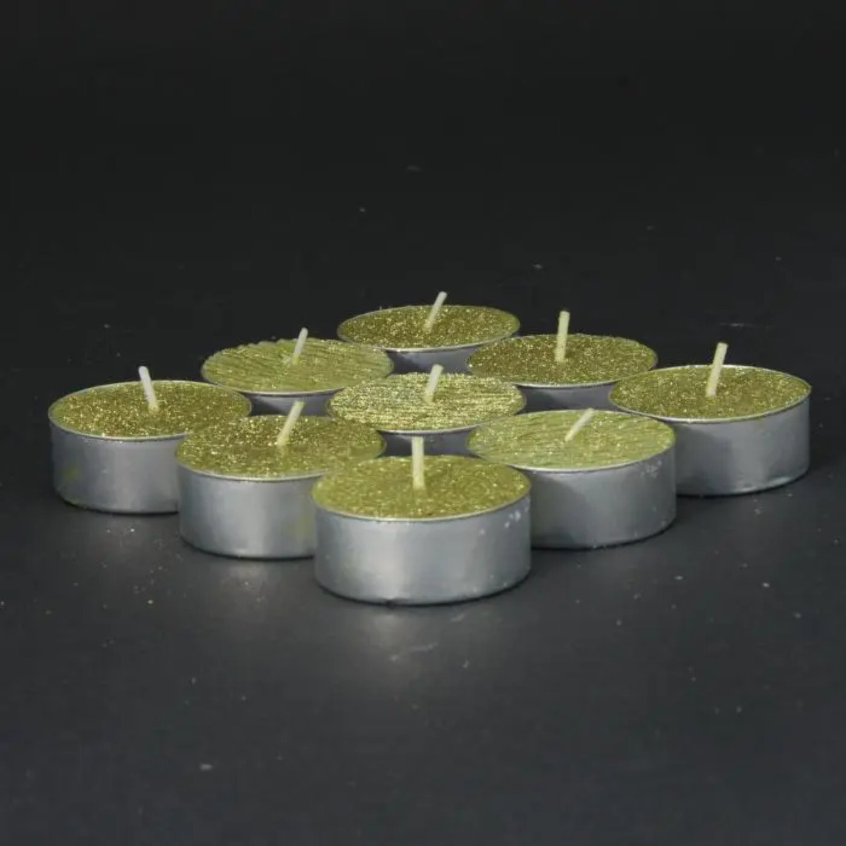 Lot de 9 bougies chauffe-plats pailletées 12 gr or