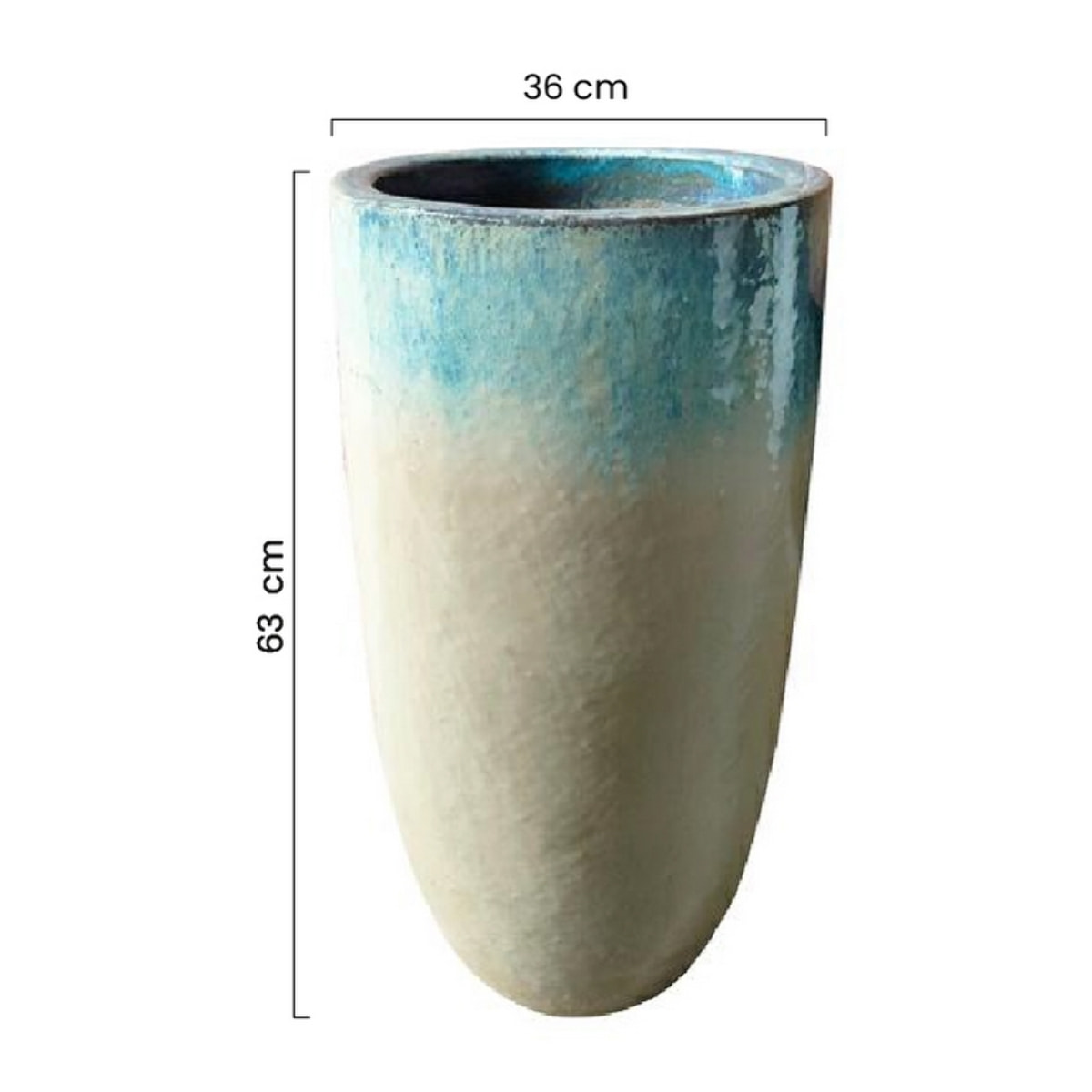 Vaso design in ceramica celeste e bianca 36x63 cm - Real