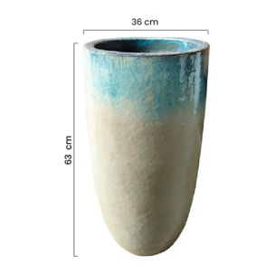 Vaso design in ceramica celeste e bianca 36x63 cm - Real