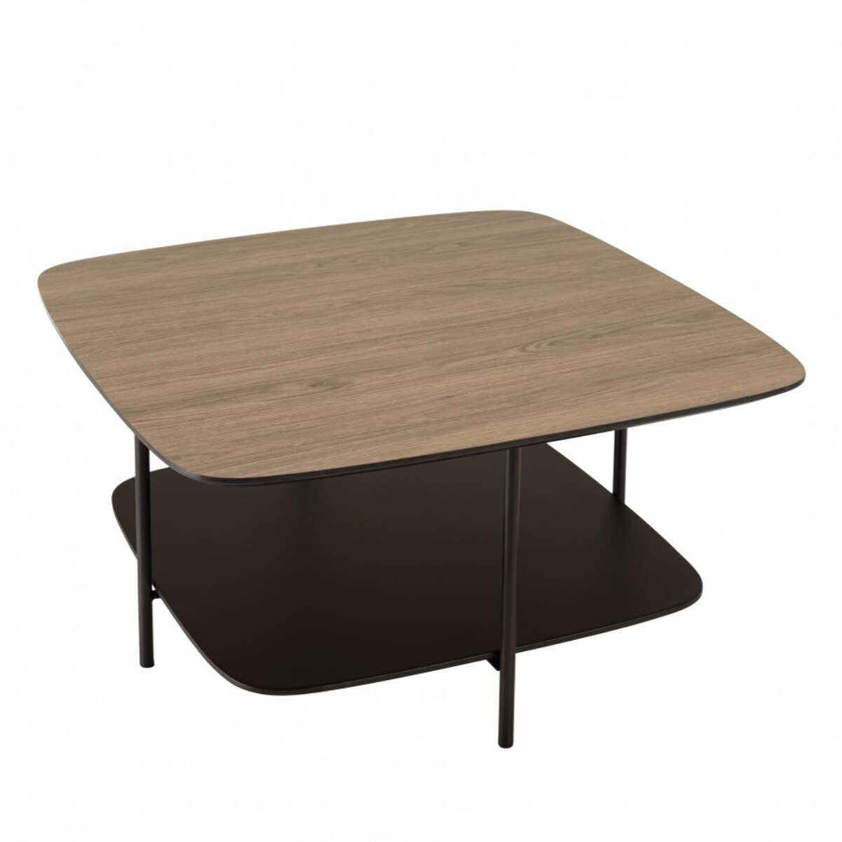 FLEUR - Table basse 2 plateaux MM bi-matière mocha/noir pieds métal