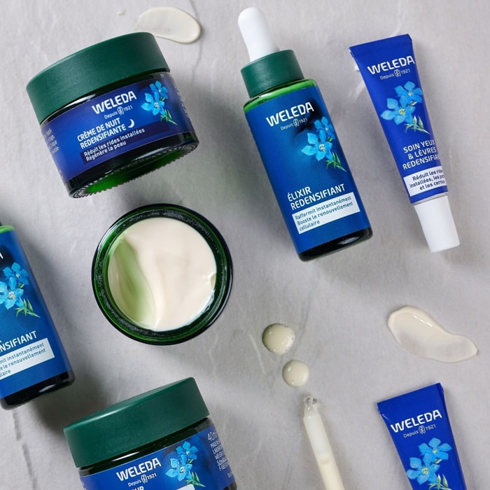 WELEDA - Duo Crème de Nuit redensifiante GENTIANE BLEUE ET EDELWEISS - Soin anti-âge redensifiant spécialement formulé pour les femmes dès 50 ans - NATRUE - 2x40 ml