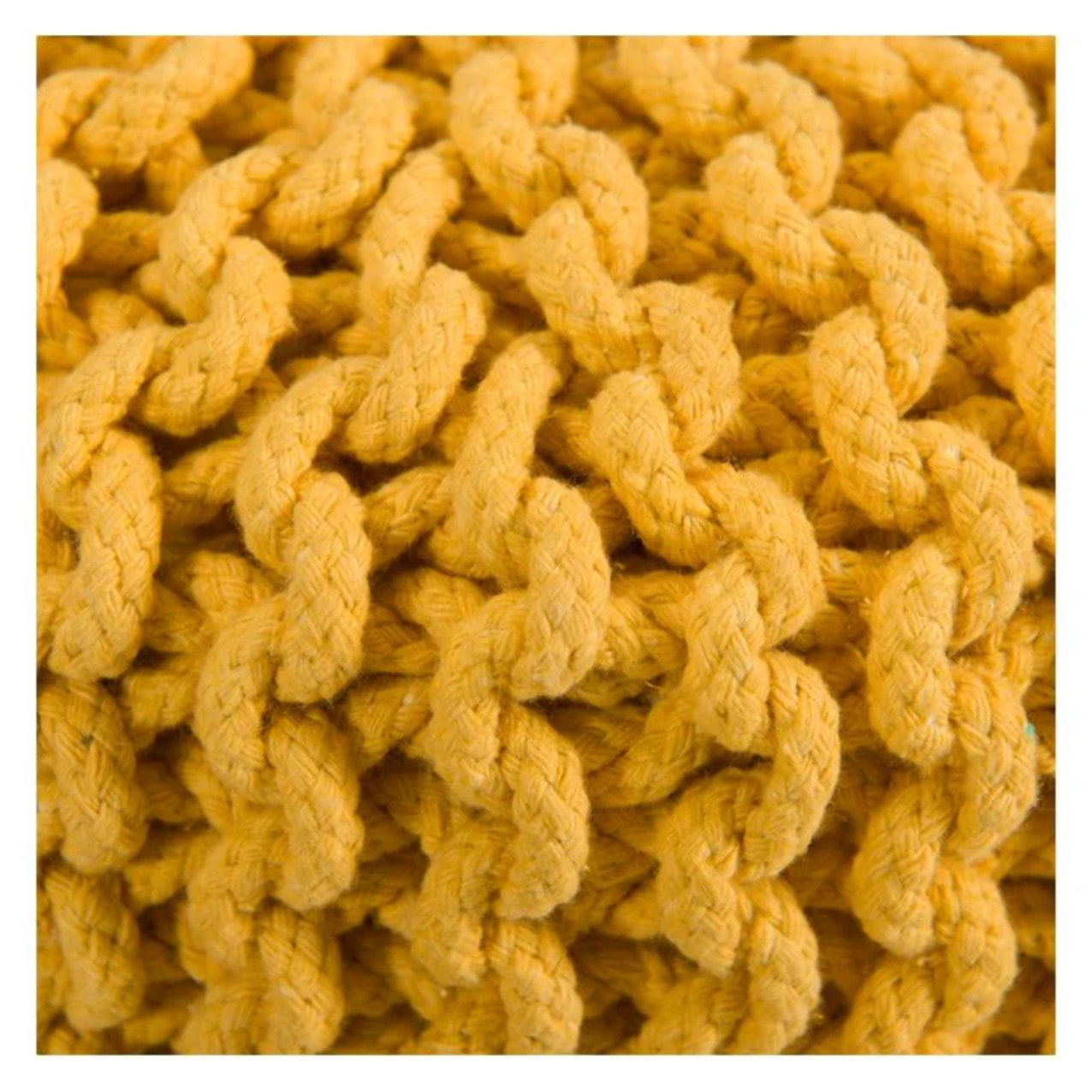 Petit tabouret tricot en coton jaune moutarde - Lisa