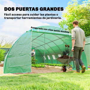 Invernadero de Exterior 6x4x2 m, Invernadero de Túnel con 2 Varillas de Soporte, Puertas Enrollables, Ventanas de Malla, Cubierta PE y Marco de Acero Galvanizado, Anti-UV, Impermeable, Verde