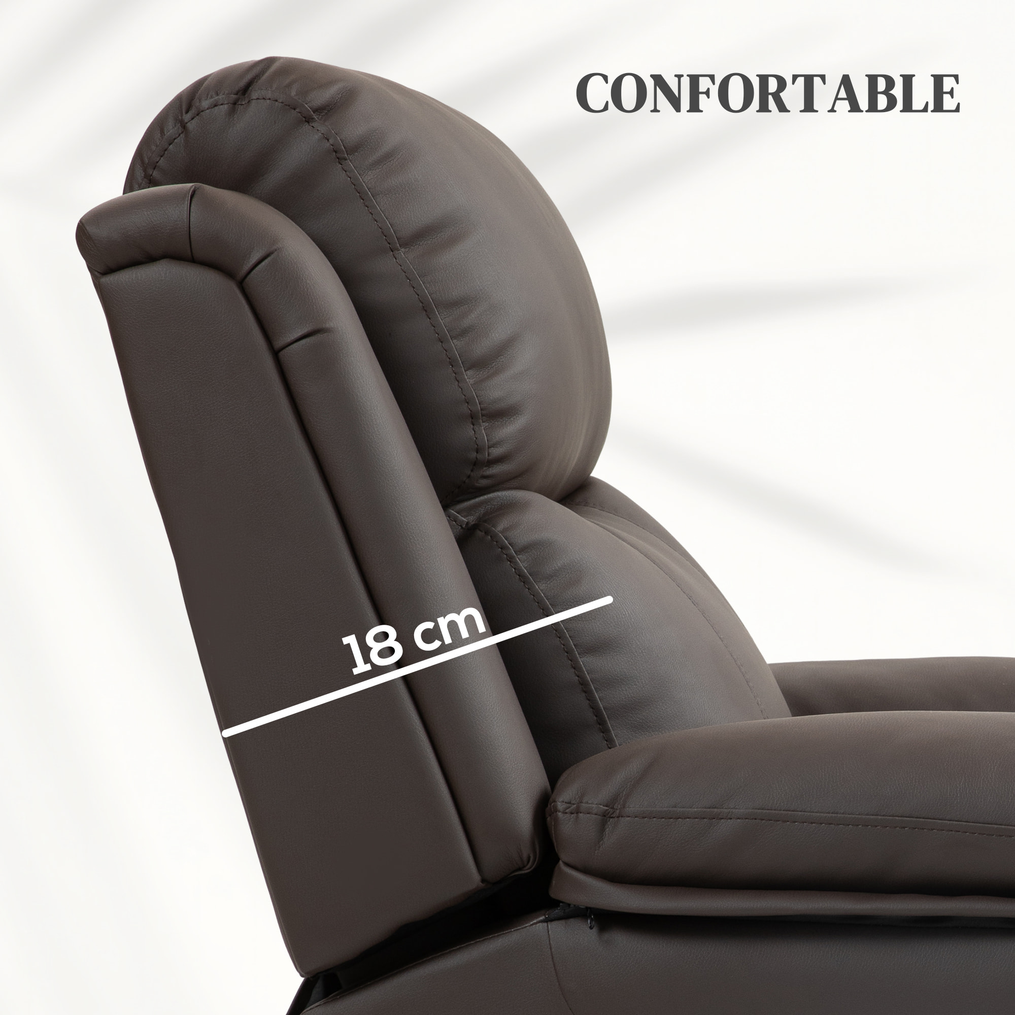 Sillón Relax Reclinable Eléctrico Levanta Personas, Sillón Elevador, con Respaldo Alto, Control Remoto, Reposapiés, Acolchado Grueso, Tapizado en PU, Bolsillos Laterales, Marrón Oscuro