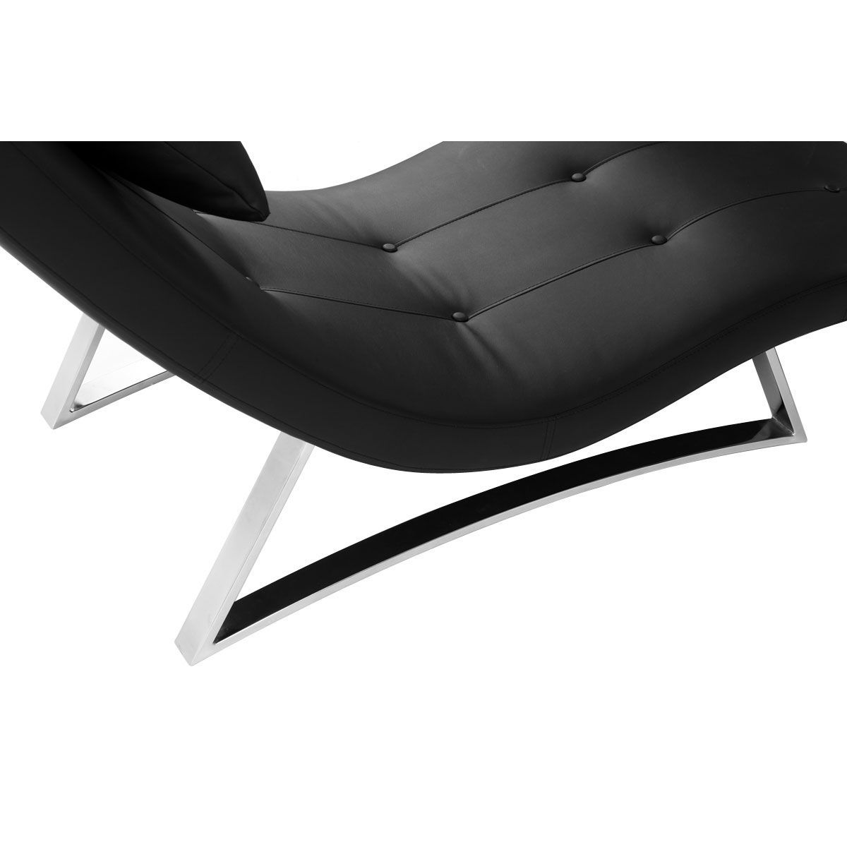 Chaise longue design noir et acier chromé BARTY