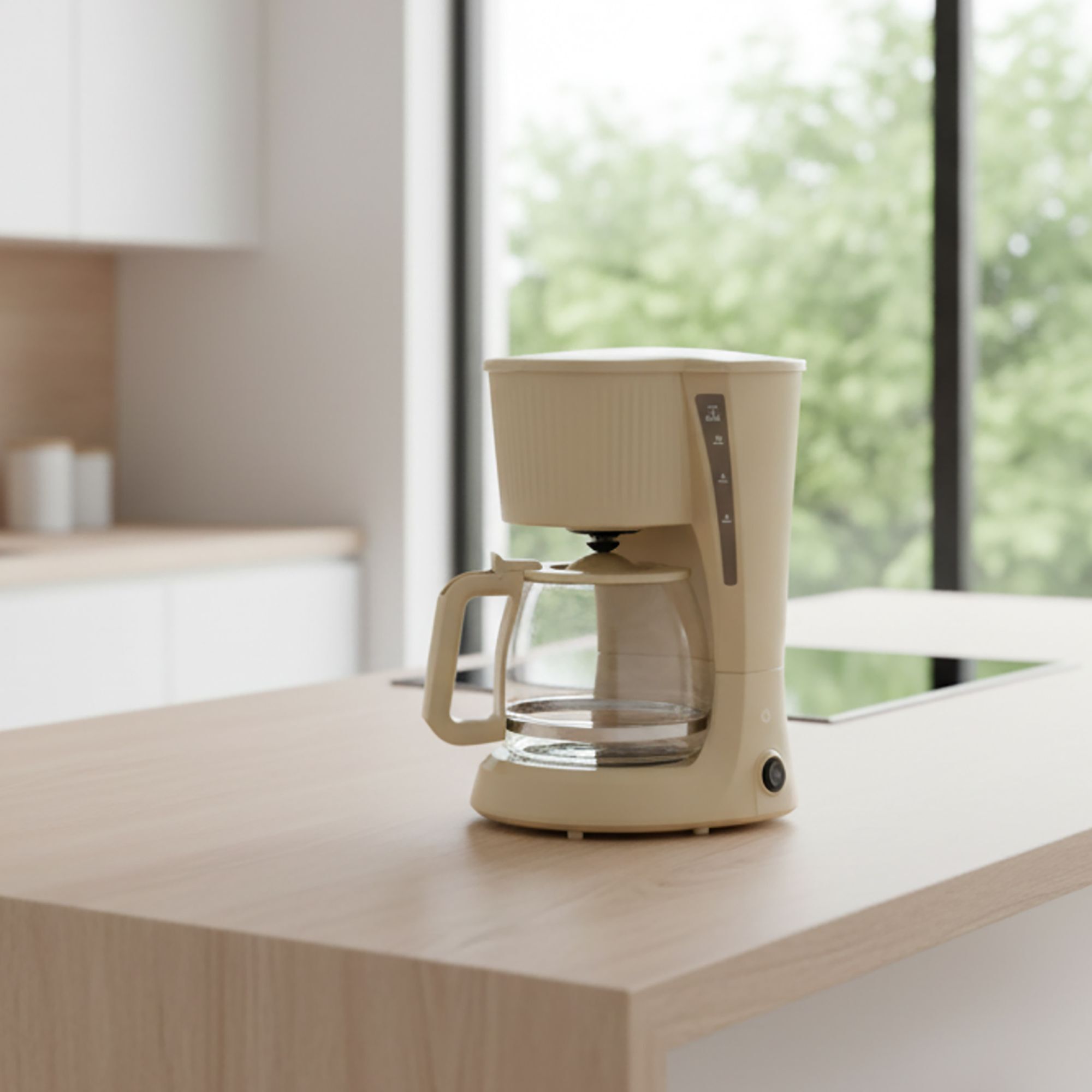 Cafetière électrique 12 tasses 1,5L crème strié