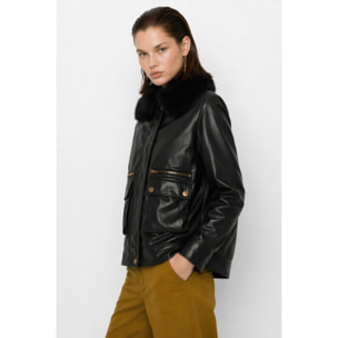 Kocca - Giubbotto da donna in ecopelle con collo in ecopelliccia Donna