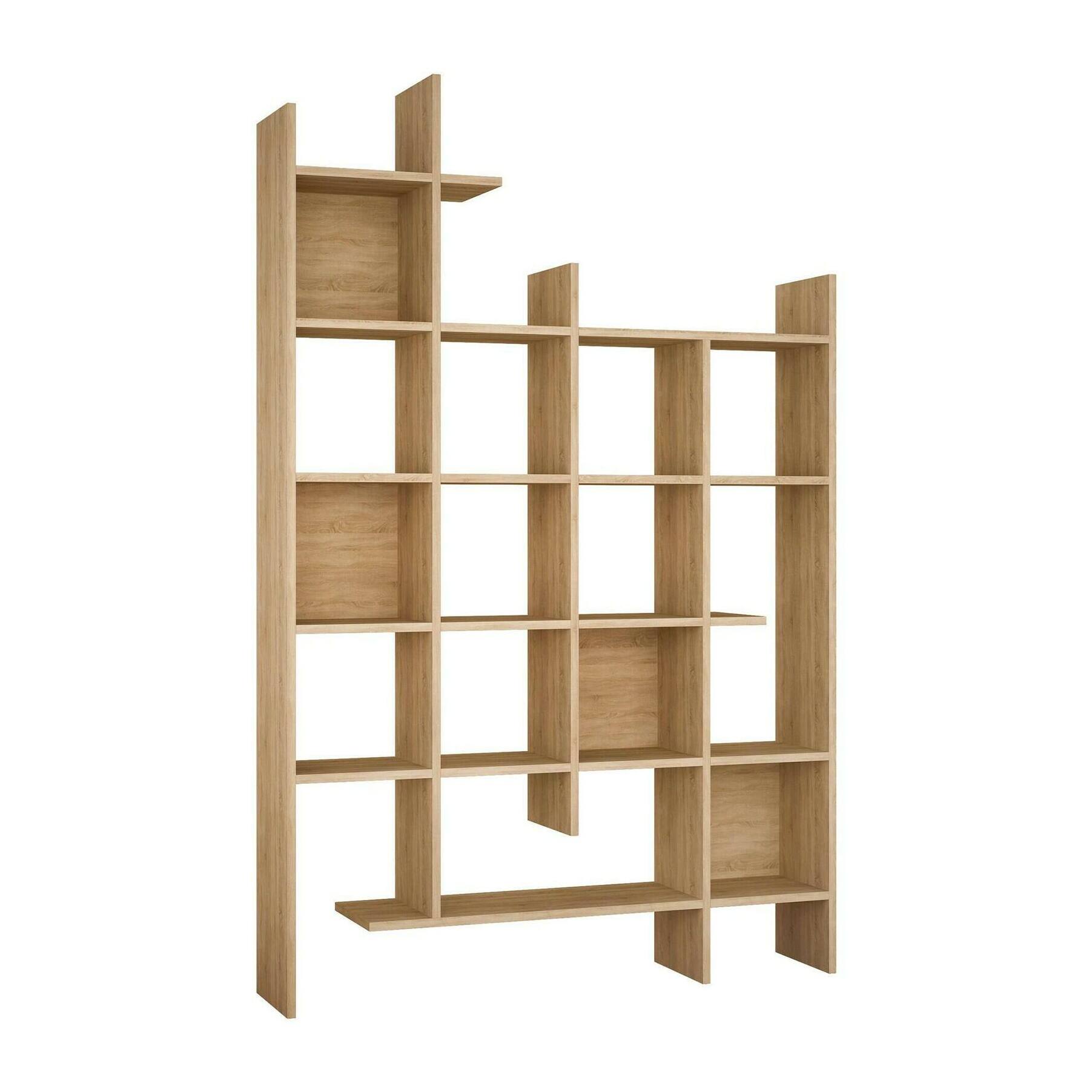 Libreria Dguidett, Scaffale da ufficio, Mobile portalibri, Biblioteca, 122x26h188 cm, Quercia