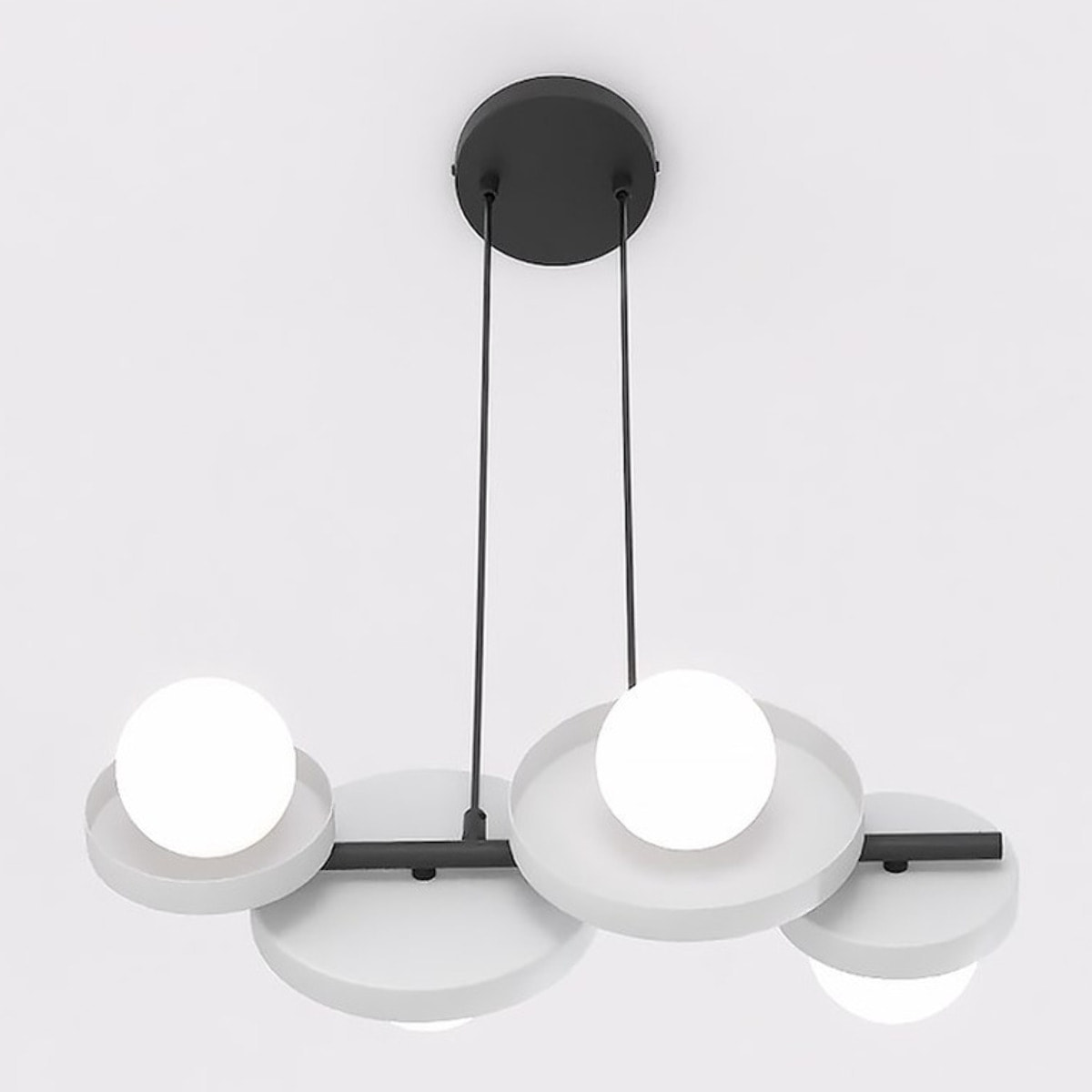 Lampada a sospensione Model con dischi in acciaio grigio e diffusori