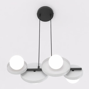 Lampada a sospensione Model con dischi in acciaio grigio e diffusori