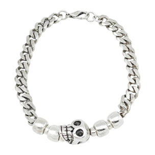 Pulsera cadena Skull 3D en plata chapado