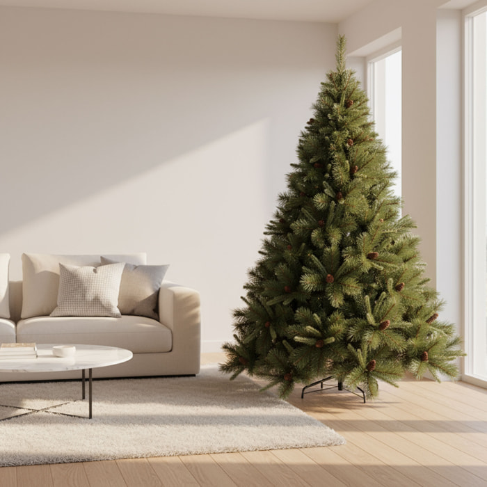 Alabaster - Albero di Natale Tradizionale con Pigne in PVC e PP Ø139x210H cm, 1072 Punte