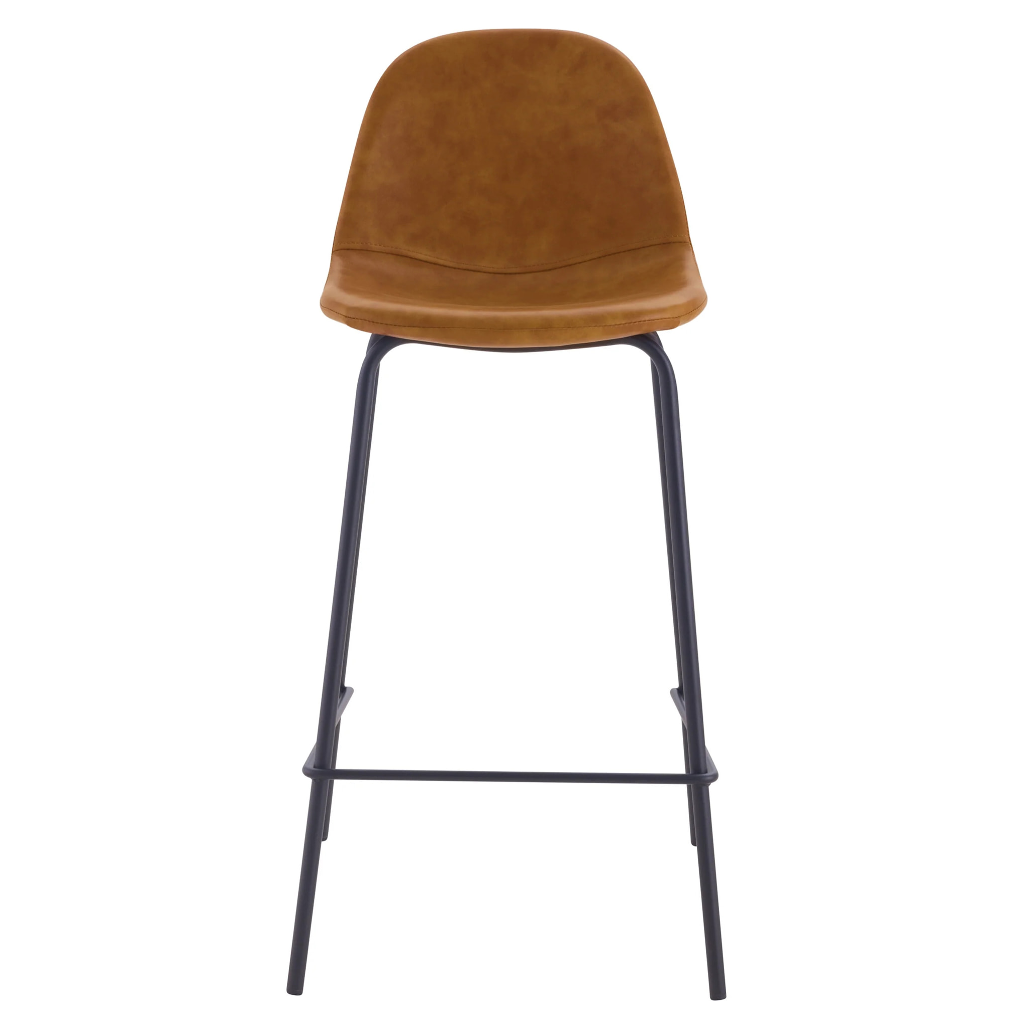 Lot de 2 chaises pour îlot central 65 cm en cuir synthétique camel - Henrik