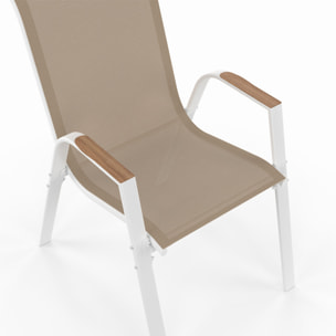 Ensemble repas extensible Timbia 12 places blanc verre trempé effet bois