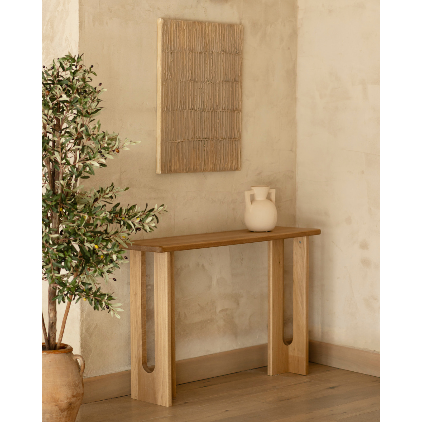 Consola de madera maciza de álamo en 120x33cm Alto: 80 Largo: 120 Ancho: 33