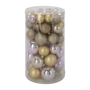 Conjunto de 60 bolas de navidad en colores champagne en varios diseños y acabados