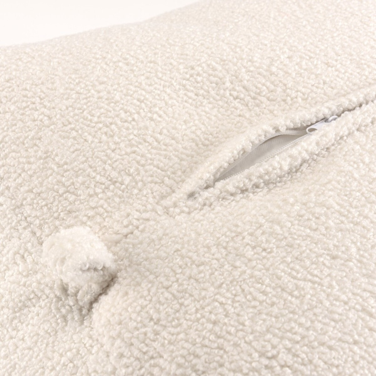 AGATHE - Pouf carré 53x53cm tissu bouclette blanc