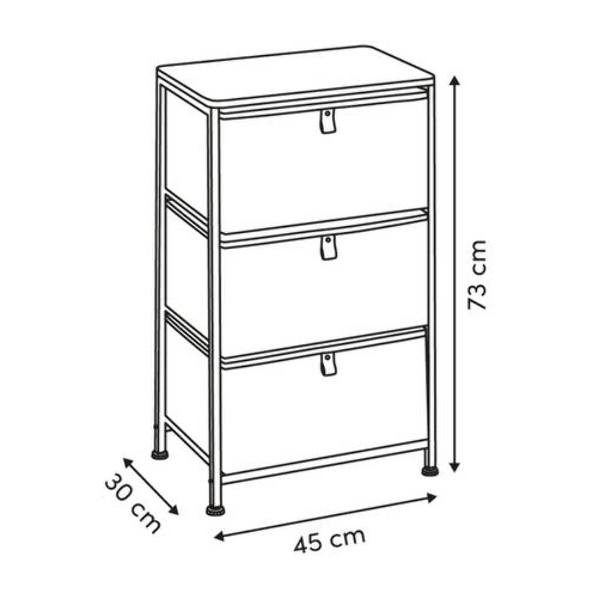 Rangement Tissa beige 3 tiroirs