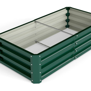 Lot de 2 carrés potager de jardin dim. 120x60x30 cm tôle d'acier ondulée vert