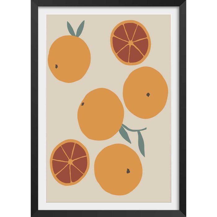 Affiche  orange fraiche Affiche sous cadre noir