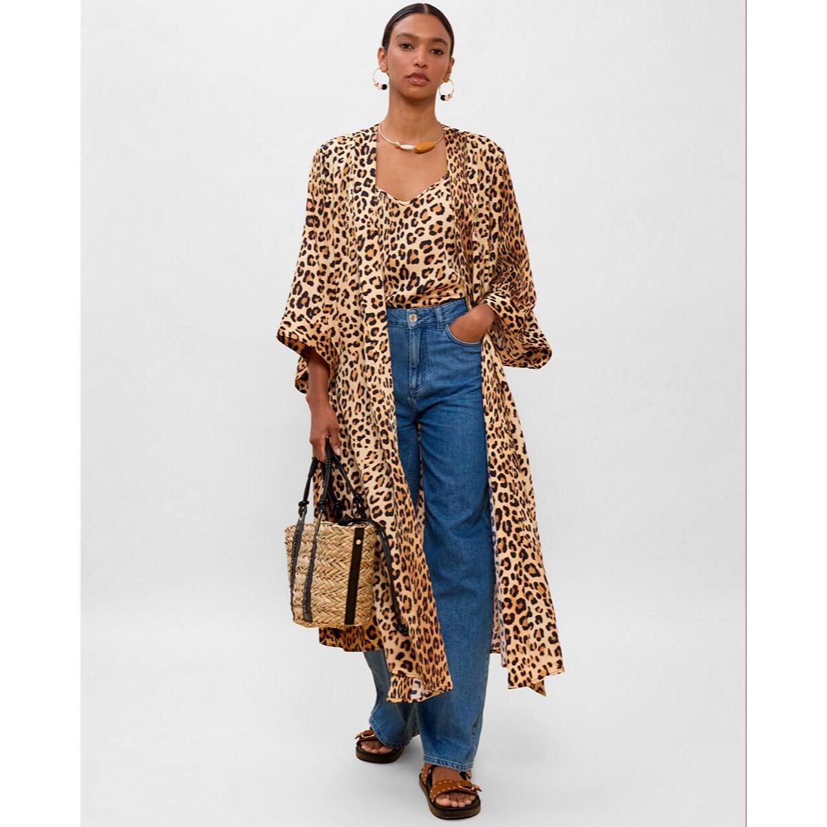 Kimono con stampa animalier