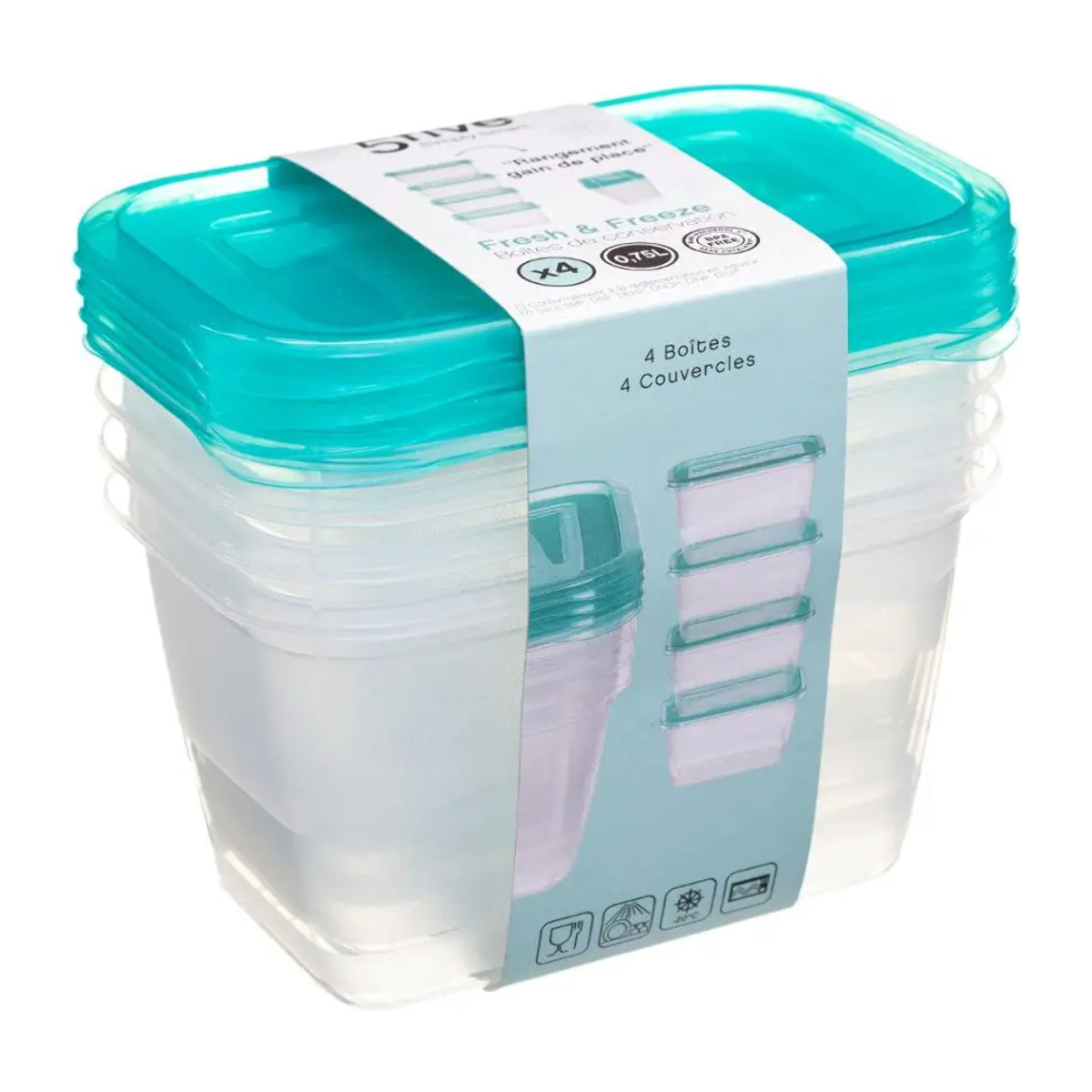 4 boîtes de conservation "Fresh & Freeze" 0,75L
