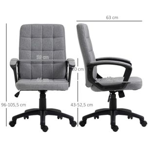 Chaise de bureau design Chesterfield effet capitonné réglable tissu gris