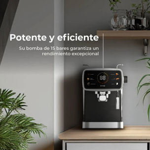 EVVO Cafetera Express Intensa 30. panel táctil a color. 20 bares de presion. Espressos y Capuccinos. 1350W. Doble salida. portafiltros. Depósito de 1.5 l