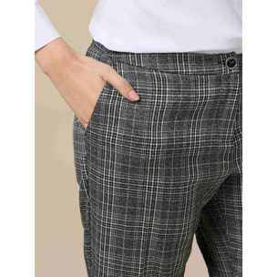 Oltre - Pantaloni dritti in tessuto check - Grigio