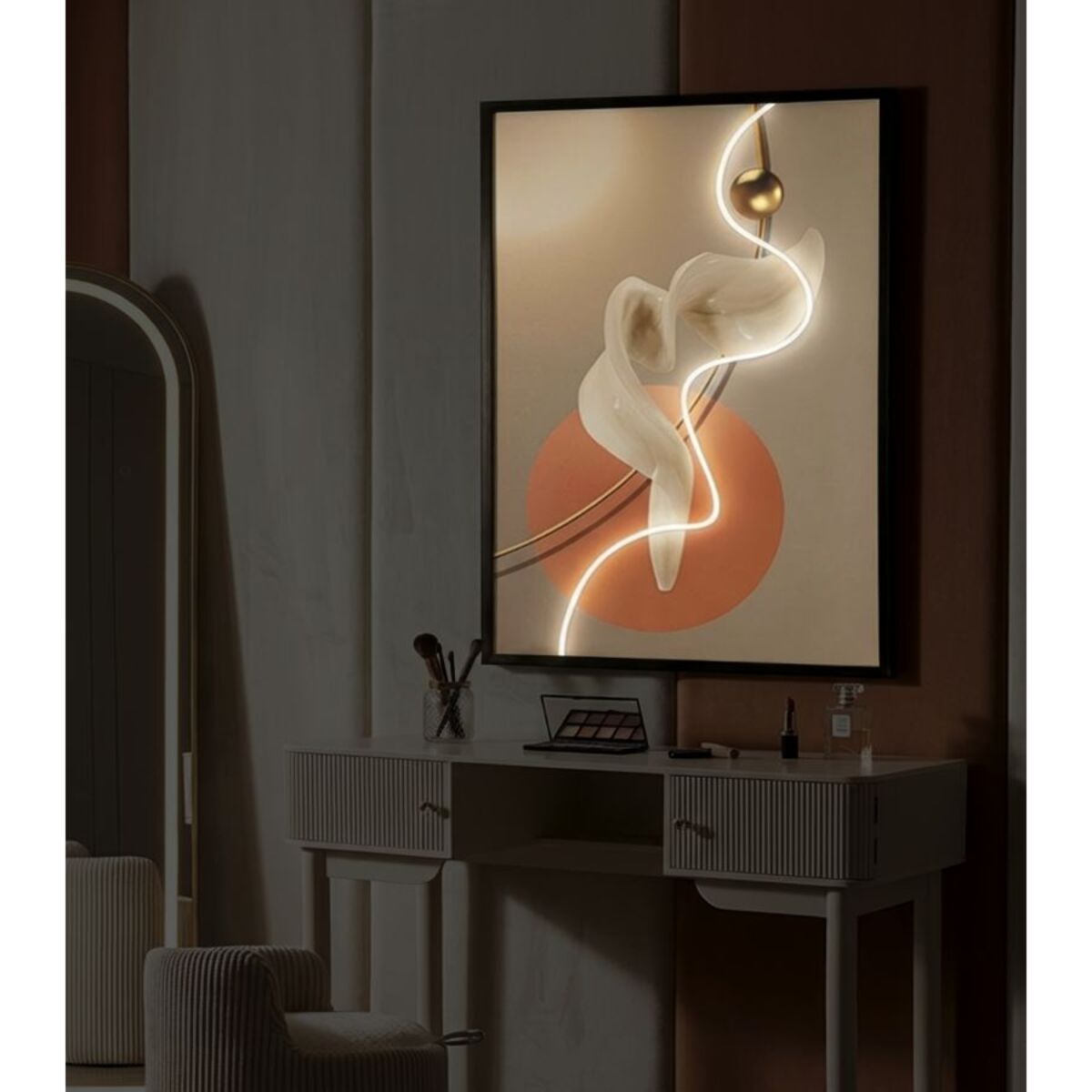 STAMPA C/LED SU TELA ABSTRACT -A- CM 80X4X120