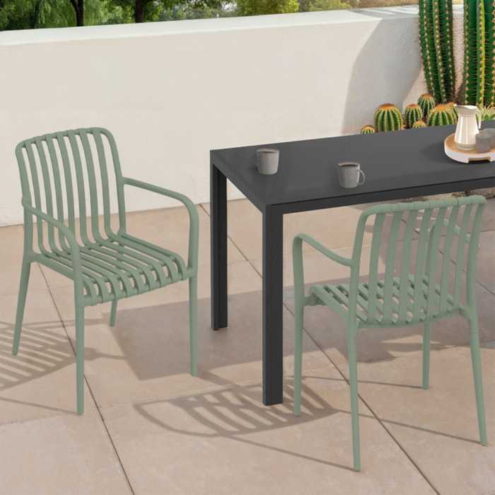 Chaises de jardin empilables Oviedo polypropylène vert - lot de 4