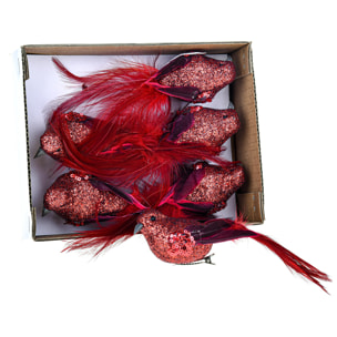 Uccellini 6 Pz con Clip - Pezzi 2 - Colore Rosso - 20x5Hx4,5cm - Bianchi Dino