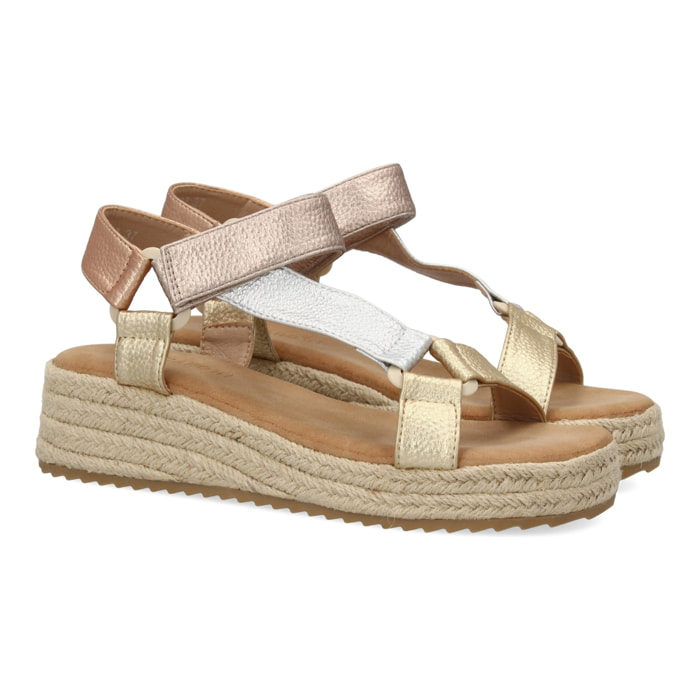 Sandalias planas de yute para mujer, diseño moderno y elegante, comodas con cierre autoadherente