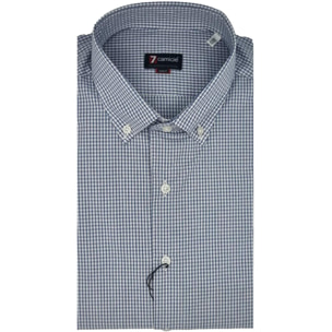 Camicia Uomo 1 Bottone Button Down Slim Popeline Quadro Piccolo Viola/Bianco