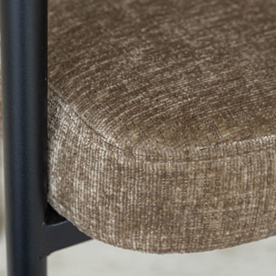 Ensemble table extensible ovale et 6 fauteuils en tissu café