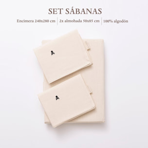 Set sábanas encimera + 2 fundas de almohada en color Ocre Scalpers Home