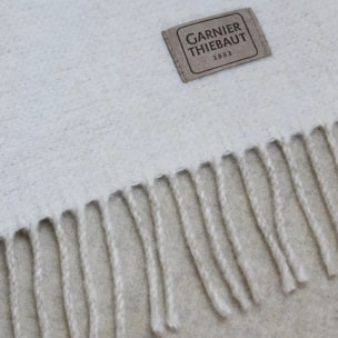 Plaid laine & autres fibres uni beige ecru Duetto naturel