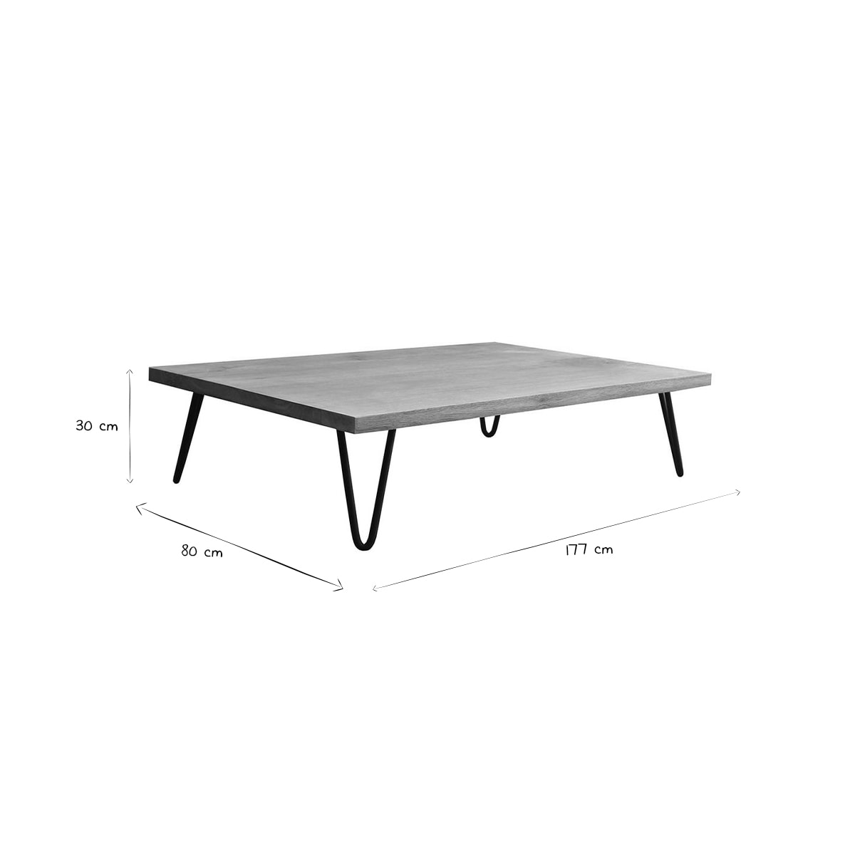 Table basse rectangulaire bois manguier massif et métal noir L117 cm VIBES