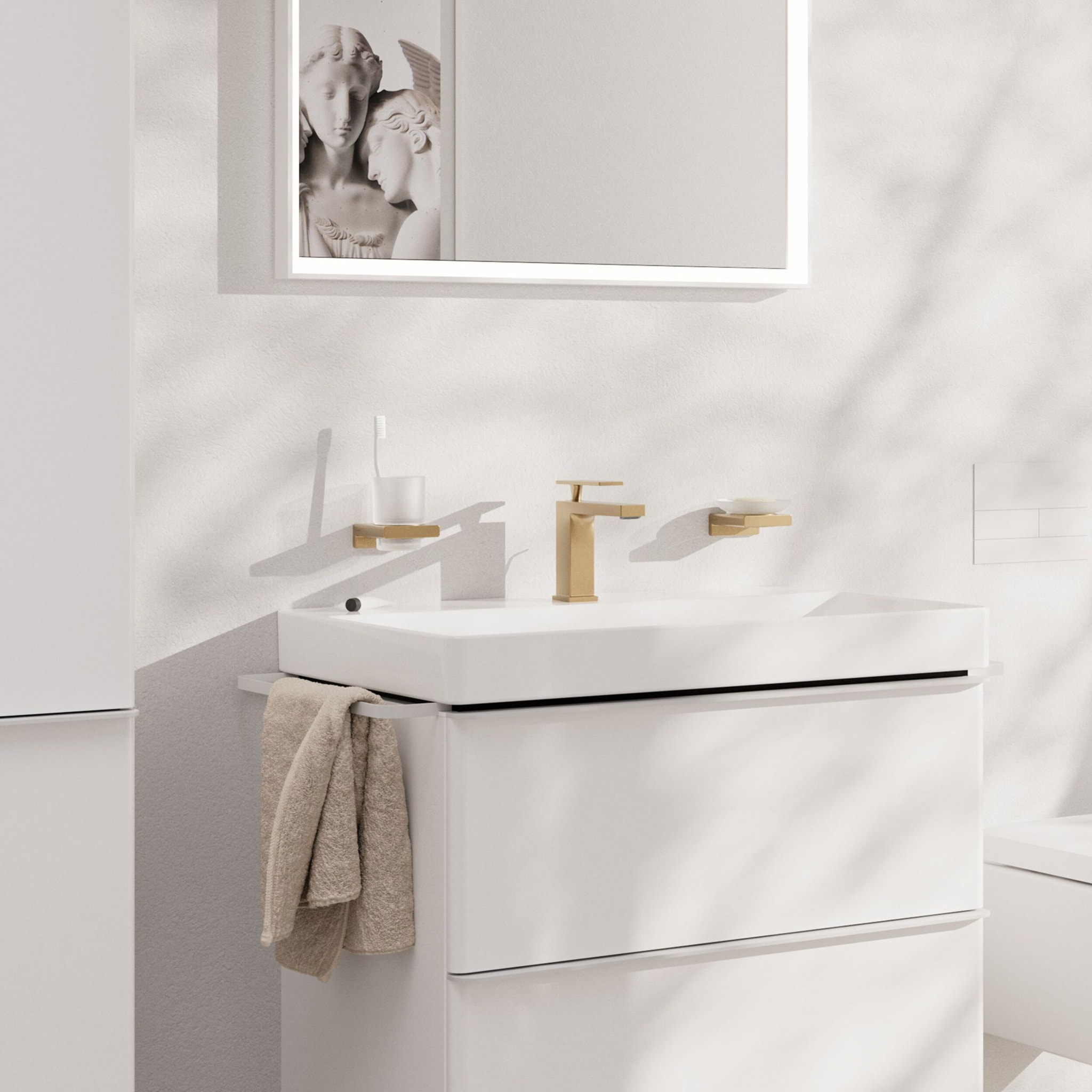 Mitigeur lavabo Tecturis E 110 EcoSmart+ avec tirette et vidage, Bronze brossé